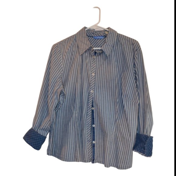 Dockers Stain Defender Retro Long Sleeve Button Down Women Shirt 1X - Picture 5 of 9